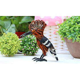 Colorful Artificial Feathered Hoopoe Bird Statue Realistic Hoopoe Sculpture