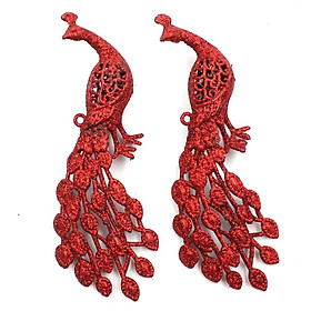 Đôi Chim Công Trang Trí Giáng Sinh - Mẫu 3 - Màu Đỏ