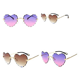 4pcs Women Rimless Heart Shaped Fashion UV400 Designer Style Sunglasses