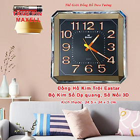 Đồng Hồ Treo Tường Cao Cấp EASTAR Có DẠ QUANG Hình Vuông Cách Điệu - Máy KIM TRÔI NHẬT - Số Nổi 3D - Tặng Pin Maxell - BH 1 Năm