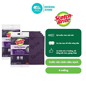Mua Gói 4 Miếng Cước Cọ Rửa Siêu Mạnh 3M Scotch Brite Thế Hệ Mới-Đánh Tan Mọi Vết Cháy Bẩn Của Nồi Niêu Xoong Chảo Vỉ Nướng
