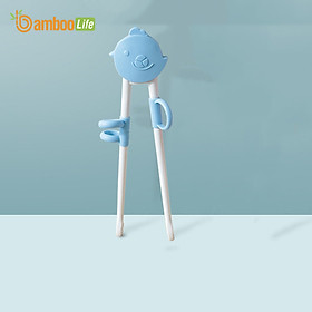 Đũa tập ăn cho bé Bamboo Life hàng chính hãng từ bột ngô Đũa tập ăn xỏ ngón cho bé Dụng cụ tập ăn cho bé
