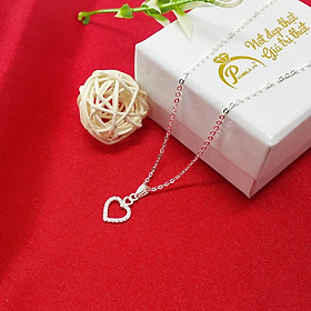 Dây chuyền bạc mặt viền trái tim đính đá - Đơn giản thanh lịch - Trang sức bạc Panmila