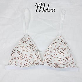 Áo cotton bralette không gọng, mút rời mỏng nhẹ thoải mái, họa tiết bướm xanh nhỏ nhắn xinh xắn Mebra