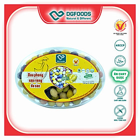 Đậu Phộng Sầu Riêng đa sắc Dgfoods 160g hộp Oval, HVNCLC, Haccp, Halal