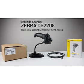 Máy quét có dây Zebra DS2208,2D, USB Kit,black,gồm chân đế - Hàng chính hãng