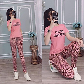 Đồ bộ nữ đồ mặc nhà Bigsize thun cotton chữ thêu quần dài carô co giãn Sét đồ bộ nữ dễ thương trung niên ESHOP DB05