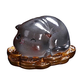 Tea Pet Cat Animal Sculpture Lovely Collection Ornament Resin Crafts Small Animal Statue Lucky Cat Figurine for Table Desk Home Bookcase Car