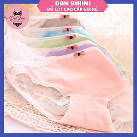 Quần Lót Ren Nữ phối Cotton đính nơ nhỏ đáng yêu gợi cảm sexy siêu nữ tính mã 8033