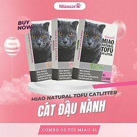 Combo 03 Túi Cát vệ sinh đậu nành khử mùi MIAO 6L cho mèo - MIAOCAT