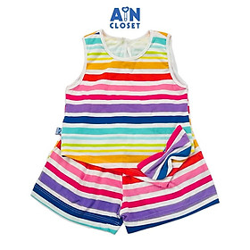 Bộ quần áo ngắn bé gái họa tiết Kẻ nhiều màu thun cotton - AICDBGPD7OF2 - AIN Closet