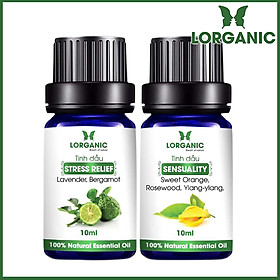 Combo Tinh Dầu Hợp Hương Lorganic: Tress Relife Thư Giãn + Sensual Gợi Cảm (10ml / Chai)