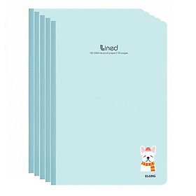 Lốc 5 quyển sổ kẻ ngang có chấm may gáy 120 trang A4 Klong 847 bìa màu pastel