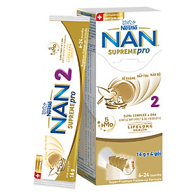 Sữa bột Nestlé NAN SupremePro 2 Hộp 4x16g với 5HMO & đạm Gentle Optipro nhập khẩu từ Đức