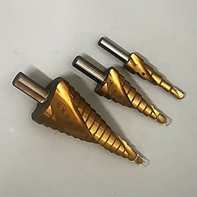 Bộ 3 mũi khoan tháp dạng rãnh xoắn 4-32mm thép chuôi tròn