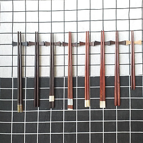 Mua Đũa gỗ Trắc tự nhiên (1 đôi) - Đũa gỗ Trắc đen tròn 24 5cm - đầu gắn sừng