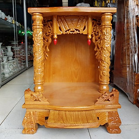 Mua Bàn thờ thần tài ông địa gỗ gõ đỏ (vip)ngang 50 cm quỳ trụ