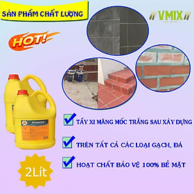 Mua  2lit  Hóa chất tẩy xi măng bám dính trên bề mặt gạch đỏ  đá các loại mà không ảnh hưởng đến bề mặt gạch tiết kiệm nhân công thi công nhanh và rất dễ dàng.Chống thấm Vmix