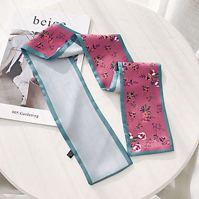Khăn lụa dài hai mặt hoa nhí Khăn thắt nơ công sở size 9*98cm - Mã LUDA02