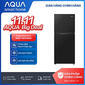 Tủ lạnh AQUA 130L ngăn đá trên AQR-T160FA(BS) - Freeship toàn quốc - Hàng chính hãng