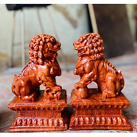 Mua Cặp tượng kỳ lân được làm bằng chất liệu gỗ hương đá liền khối kt cao 20×10×9cm