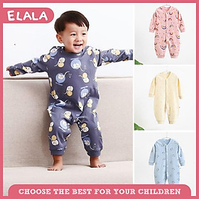 Bộ Đồ Ngủ ELALA Cho Trẻ Em, 1 Chiếc Quần Cotton Và Áo Liền Quần Dài Tay Mặc Ở Nhà