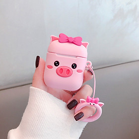 Mua Bao Case Silicon Cho Tai Nghe Apple Airpods - Hình Heo Hồng Đeo Nơ