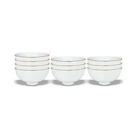 Bộ 10 Chén Kẻ Chỉ Vàng - Sứ Minh Châu cao cấp
