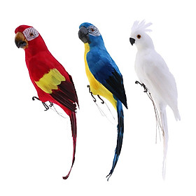 3x Artificial Bird Feather Realistic Home Garden Decor Ornament Parrot  3 Colors