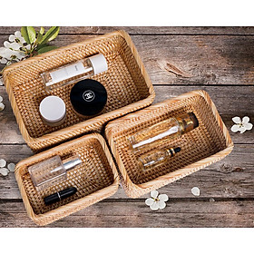 Mua SET 3 KHAY MÂY ĐỰNG ĐỒ ĐA NĂNG - CHẤT LIỆU MÂY TRE ĐAN - HÀNG THỦ CÔNG MỸ NGHỆ CAO CẤP