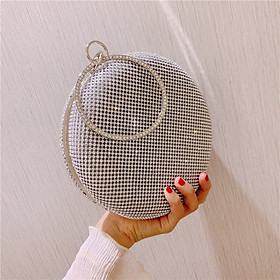 Clutch dự tiệc size đại thiết kế quai xách tròn đính đá nổi bật