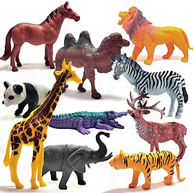 Đồ chơi 10 mô hình Động Vật hoang dã New4all Animal World size to 10cm cho trẻ 3 Tuổi