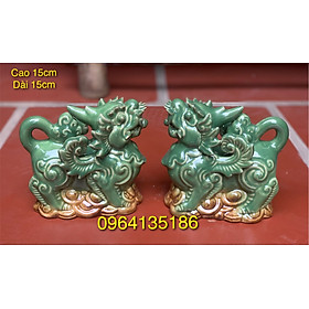 Mua Tượng đôi tỳ hưu phong thuỷ h15cm men xanh ngọc lục bảo gốm sứ Bát Tràng