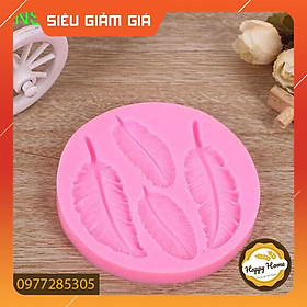 Khuôn silicon 3D tạo hình 4 chiếc lông vũ làm bánh rau câu, trang trí bánh kem