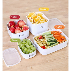 Bộ 3 hộp nhựa đựng thực phẩm white pack 1L, 900ml, 280ml