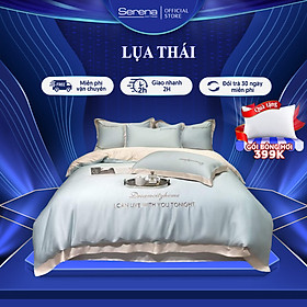 Drap Giường 2m2 x 2m Lụa Thái Dreamcityhome SERENA Cao Cấp - Bộ Chăn Ga Ra Drap Gối Mền Nệm Đệm Giường Đẹp Phi Lụa Thái 5 Món Khách Sạn Cao Cấp 1m2 1m4 1m6 1m8 2m 2m2x2m
