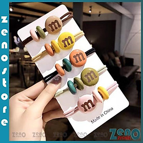 Set 5 dây buộc tóc chữ m, dây cột tóc, chun buộc tóc nhiều màu pt31