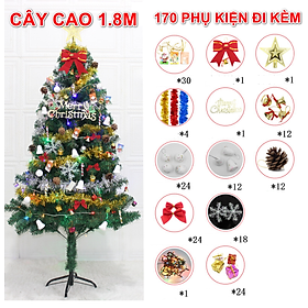 Mua Cây Thông CAO 1.5M - 1.8M - 2.1M Full Phụ Kiện Trang Trí Noel