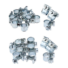 20x Stainless Steel Hose Clamp Adjustable Fuel Line Clips for Diesel Petrol Pipe