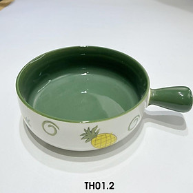 Mua Bát ăn dặm  thố nướng tròn có tay cầm cao cấp 15.5cm họa tiết quả dứa  dâu tây