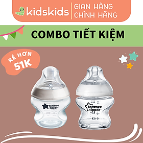 COMBO Bình sữa thuỷ tinh ty siêu mềm tự nhiên Tommee Tippee 150ml & Bình sữa ty siêu mềm tự nhiên Tommee Tippee 150ml