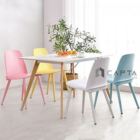 Ghế ăn nhựa màu hồng NERD Nội thất Capta.vn Ghế tiếp khách nhỏ gọn thân nhựa PP màu hồng dành cho nữ chân ghế gỗ tự nhiên sơn Cafe Fastfood Chair