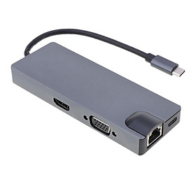 Type-c Combo Hubs, USB-C to HDMI VGA USB3.0 Memory Card Slot Adapter Cable for Macbook