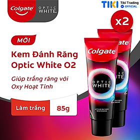 Bộ 2 Kem Đánh Răng Colgate Optic White O2 làm trắng răng đột phá với Oxy Hoạt Tính 85g/ tuýp