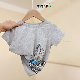 Áo thun ngắn tay bé gái bé trai Pisaro Kids, áo phông hè cộc tay cho bé vải cotton cao cấp