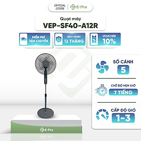 Quạt đứng VEP-SF40-A12R - 3 chế độ gió - Hẹn giờ 7 tiếng - Điều khiển từ xa
