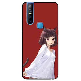 Ốp lưng in cho Vivo V15 Mẫu Cô Gái Mèo Vàng