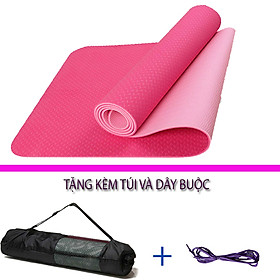 Thảm Tập Yoga Và Gym Chất Liệu Cao Cấp TPE 6mm 2 Lớp DNS012 Đại Nam Sport Chống Trơn+ Tặng Kèm Túi Và Dây Buộc