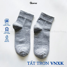 Tất Cổ Cao Trơn Gom Tất, Vớ Cổ Cao Nam Nữ Chất Liệu Cotton thoáng mát,êm chân - TAT-TRONCAO-VNXK - Loại Dày - Xám