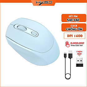 Chuột không dây HXSJ M107 wireless 2.4Ghz  sạc pin, chồng ồn, DIP1600 chuyên dùng cho máy tính, laptop, tivi - Hàng chính hãng